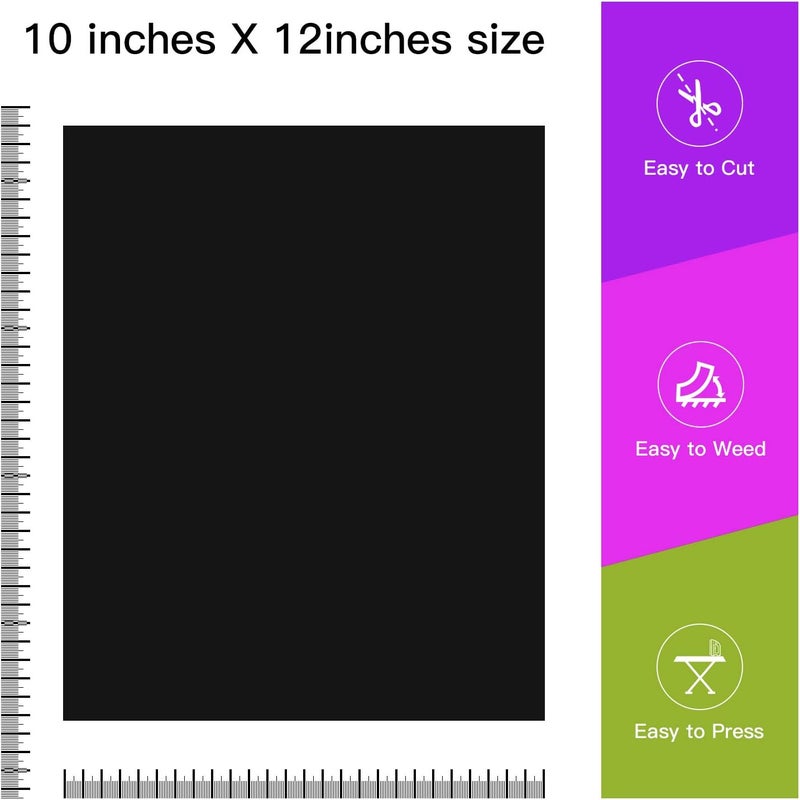 JANDJPACKAGING Black Heat Transfer Vinyl for T- Shirts- 10 Sheets,10"x12" Black HTV Iron On Vinyl for Cricut and Silhouette Cameo Including Teflon Sheet - Image 5