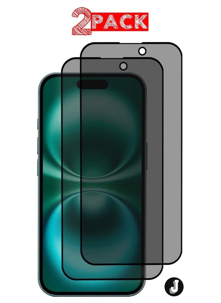 JAJEEK "New 2-Pack iPhone 16 Plus Privacy Screen Protector – Anti-Spy Tempered Glass, 9H Hardness, Case-Friendly, Black Privacy Film" - Image 1