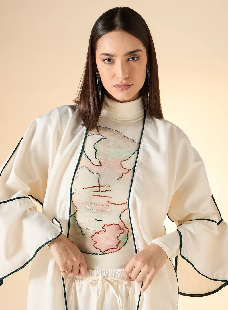 Hadiyath Al Madinah Embellished  Abaya Set 4-Piece - HM