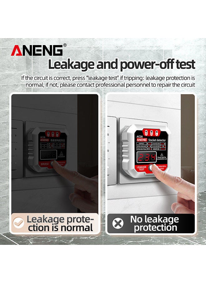 ANENG Outlet Tester Receptacle Detector with Voltage LCD Display 250V Power Socket Checker Automatic Circuit Tester Polarity Voltage Test Wall Plug Electrical Tools