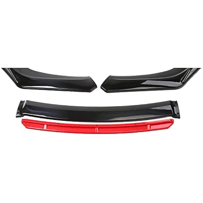 Aokzeeo Universal Red Front Bumper Lip Chin Spoiler PP Front Bumper Lip Sopiler Wing Body with Adjustable 8"-11" Support Splitter Rod - Image 5