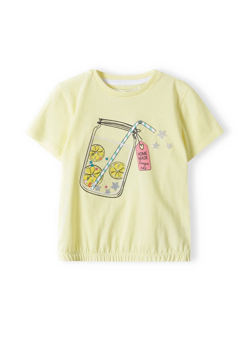 MINOTI Girls T-Shirt with Elastic Hem and Short Sleeves  - Image 1