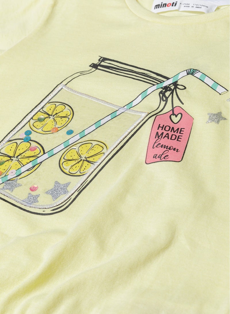 MINOTI Girls T-Shirt with Elastic Hem and Short Sleeves  - Image 3