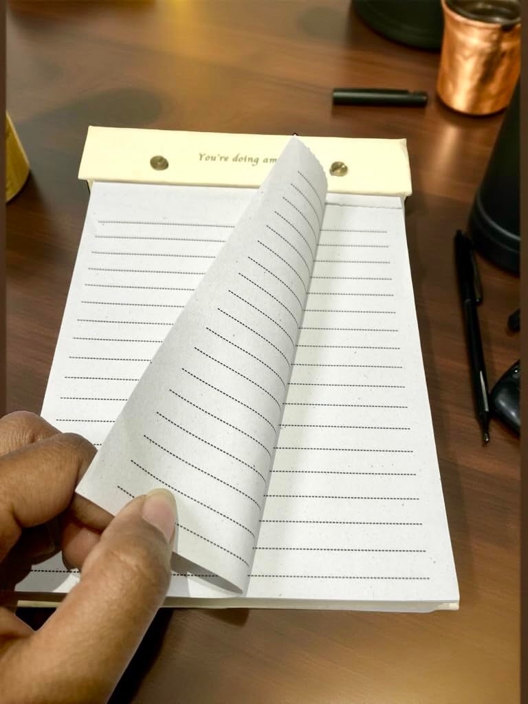 Cubic Refillable Eco-Friendly Notepad – 19.5 x 14.5 cm | Hardboard Cover with Motivational Quote | Recycled Paper Sheets for Office, Study & Journaling - Image 3
