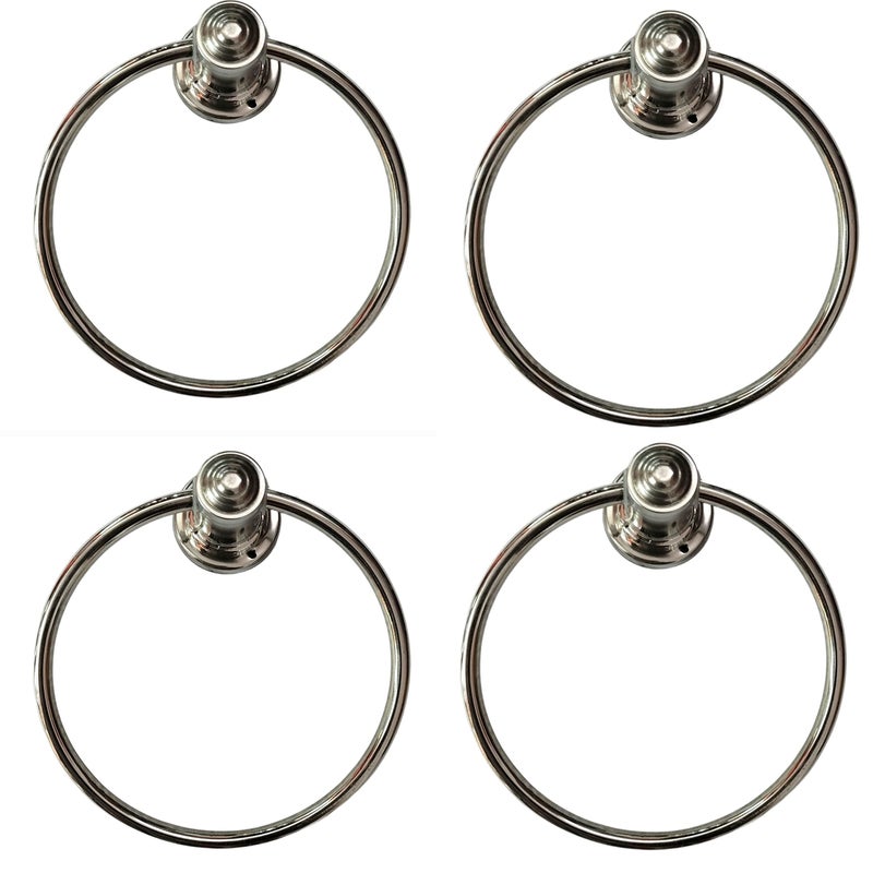 Proniks Proniks Stainless Steel Towel/Napkin Holder for Bathroom/Napkin Hanger (Round Ring)(Silver)(Pack of 4)  - Image 1