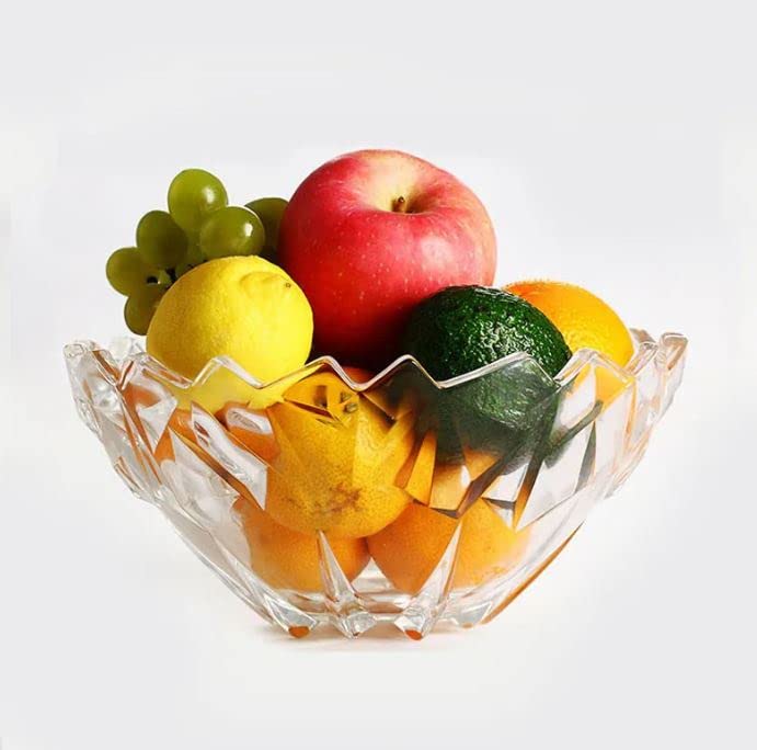 VISMII Small Beautiful Round Shape Glass Tray Bowl for Serving Useful for Diwali Home Decoration Living Room Best for Dry Fruits Fruits Snacks Sweets Chocolates Pack of 1 Big - Image 1