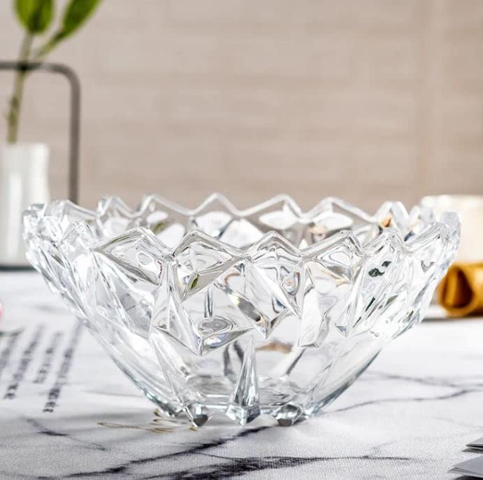VISMII Small Beautiful Round Shape Glass Tray Bowl for Serving Useful for Diwali Home Decoration Living Room Best for Dry Fruits Fruits Snacks Sweets Chocolates Pack of 1 Big - Image 4