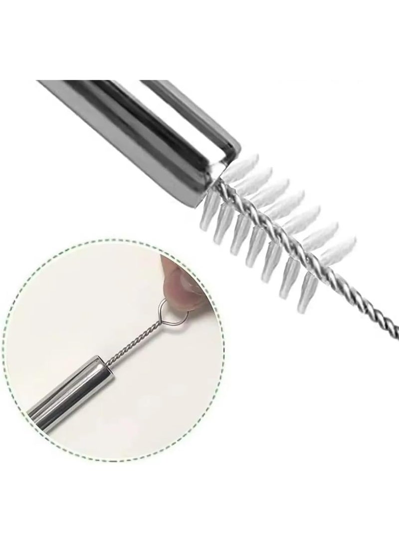 Generic Stainless Steel Reusable Drinking Straws – Set of 4 with Cleaning Brush, Straight & Bent Metal Straws, Food-Grade 304, Eco-Friendly, Dishwasher Safe – For Iced Coffee, Smoothies & Tumblers - Image 4
