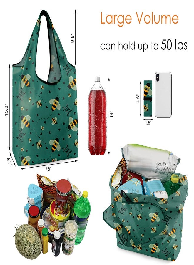 BeeGreen Animals Reusable Grocery Bags Bees Turtles Flamingo Peacock Alpaca Butterfly Lovers Gifts Shopping Bags Bulk 50LBS X-Large Foldable-Heavy Duty - Image 2