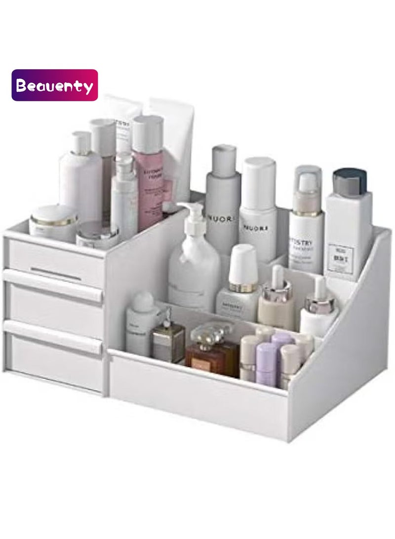 Beauenty Makeup Organizer Jewelry Storage Box -  Cosmetic Dresser Drawers Desktop Makeup Organizer Skin Care Jewelry Organizing Box, Suitable for Storage in Bathroom, Bedroom and Bedside Table (white) - Image 1