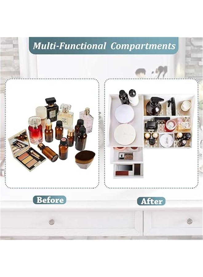 Beauenty Makeup Organizer Jewelry Storage Box -  Cosmetic Dresser Drawers Desktop Makeup Organizer Skin Care Jewelry Organizing Box, Suitable for Storage in Bathroom, Bedroom and Bedside Table (white) - Image 2