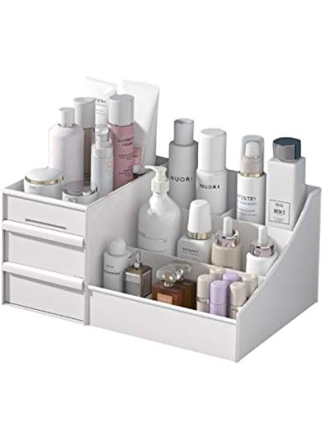 Beauenty Makeup Organizer Jewelry Storage Box -  Cosmetic Dresser Drawers Desktop Makeup Organizer Skin Care Jewelry Organizing Box, Suitable for Storage in Bathroom, Bedroom and Bedside Table (white) - Image 1