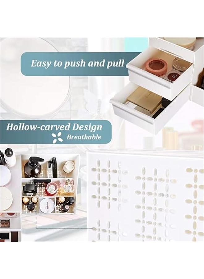 Beauenty Makeup Organizer Jewelry Storage Box -  Cosmetic Dresser Drawers Desktop Makeup Organizer Skin Care Jewelry Organizing Box, Suitable for Storage in Bathroom, Bedroom and Bedside Table (white) - Image 3
