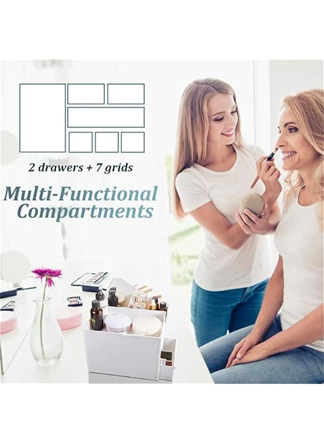 Beauenty Makeup Organizer Jewelry Storage Box -  Cosmetic Dresser Drawers Desktop Makeup Organizer Skin Care Jewelry Organizing Box, Suitable for Storage in Bathroom, Bedroom and Bedside Table (white) - Image 4