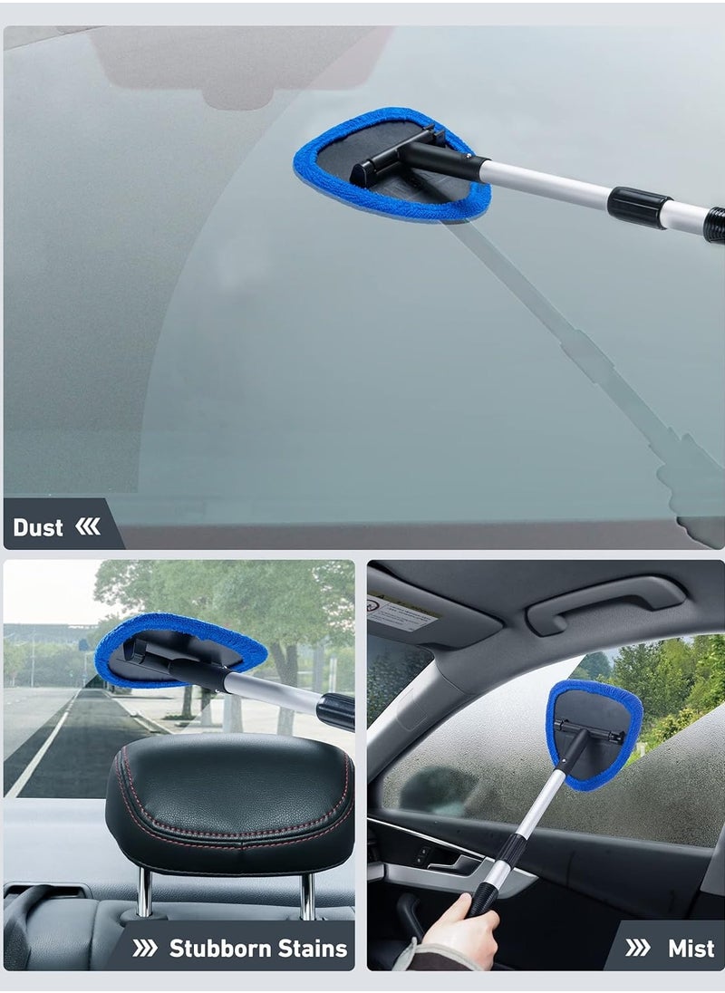 Generic - Windshield Cleaner, Microfiber Car Window Cleaner with 4 Reusable and Washable Microfiber Pads and Extendable Handle Auto Inside Glass Wiper Kit (Blue) - Image 1
