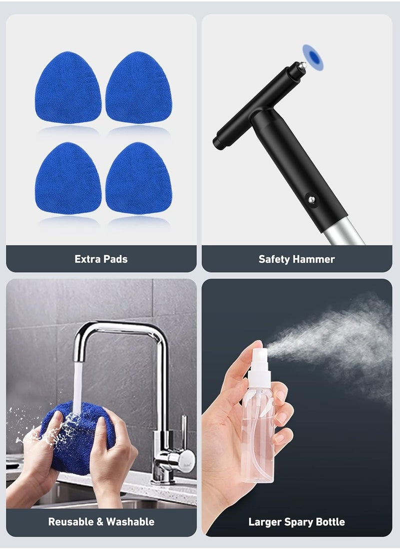 Generic - Windshield Cleaner, Microfiber Car Window Cleaner with 4 Reusable and Washable Microfiber Pads and Extendable Handle Auto Inside Glass Wiper Kit (Blue) - Image 1