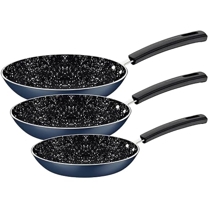 TRAMONTINA Since 1911 Made In Brazil  Turim Aluminum Frying Pan Set With Interior And Exterior Starflon Max Nonstick Coating  Not Harmful To Health As It Is PfoaFree Blue 3 Pieces 27899494 - Image 1