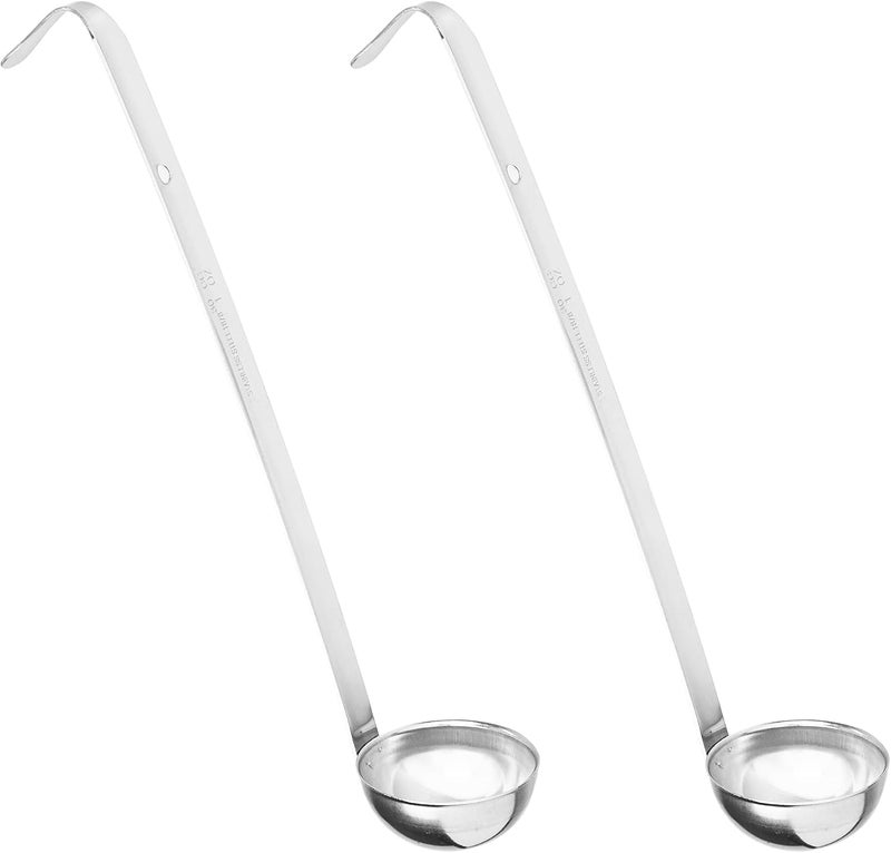 AUXBC 2Pcs 1oz Stainless Steel Soup Ladle, Long Handle Ladles with Pouring Rim for Cooking, Serving Soup, Sauce, Stew, Kitchen - Image 1