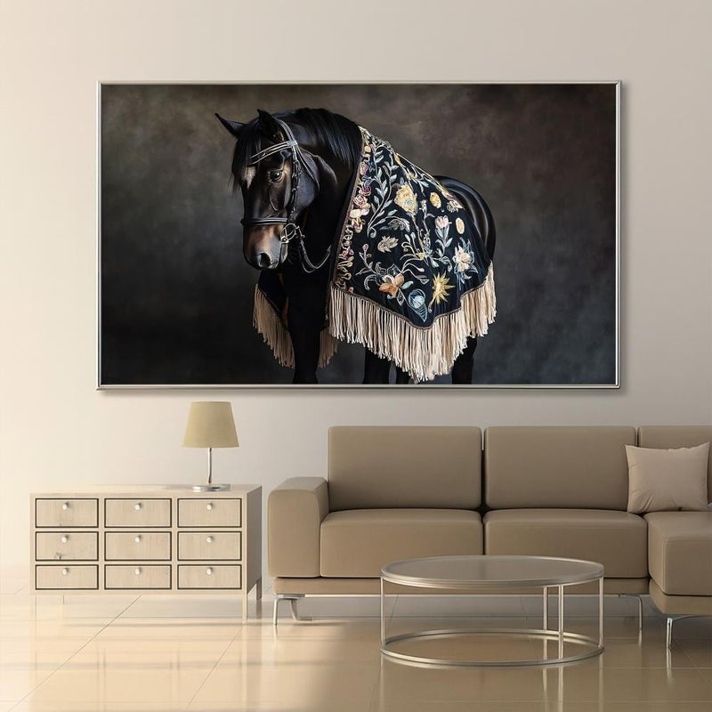 Marktna One canvas print of a horse design with a hollow frame, measuring (120x80) - Image 3