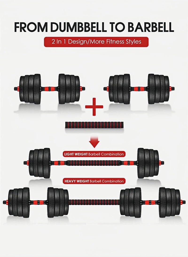 SHEIDLIN Adjustable Dumbbell Set 20KG Convertible Barbell Home Gym Fitness Workout Weights Equipment For Full Body Training - Image 3