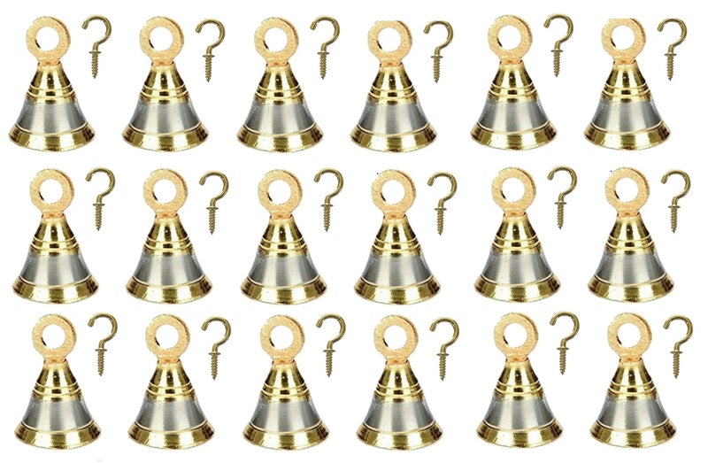 UAPAN Brass Pooja Bell with J Hook (Pack of 18, 1 inch) - Image 2