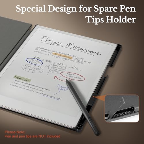 CoBak Case for Remarkable Paper Pro Color Tablet 11.8" 2024 Released- Smart Auto Sleep/Wake Folio Lightweight Protective Cover with Built-in Pen Holder and Nibs Holder (Black) - Image 4