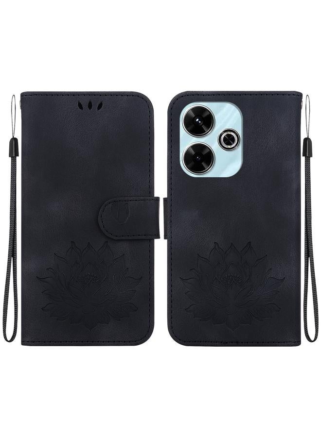 erorex Case For Redmi 13 4G Lotus Embossed Leather Phone Case - Image 1