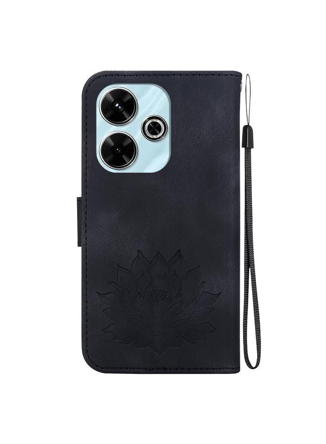 erorex Case For Redmi 13 4G Lotus Embossed Leather Phone Case - Image 3