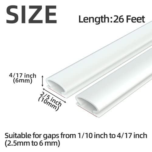 ESUFEIR 26Feet Door Weather Stripping Door Seal Strip,Self-Adhesive Rubber Door Insulation Weather Strip for Windows and Doors Soundproofing,Weatherstripping for Doors Frame Gap Blocker(White) - Image 2
