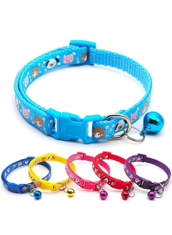 Pet Cute Printed 10Mm Soft Safe Collar | Adjustable Neck Belt With Sound Bell | Attractive Collar For Cat, Kitten And Puppy (Pack Of 2) - Image 1