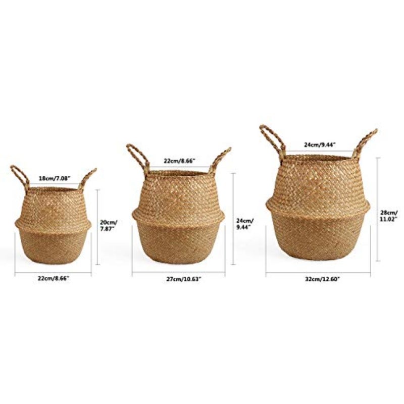 Woven Seagrass Belly Basket for Storage, Plant Pot, Laundry, Picnic and Grocery Large, Natural Tan, Handwoven Durability - Image 2