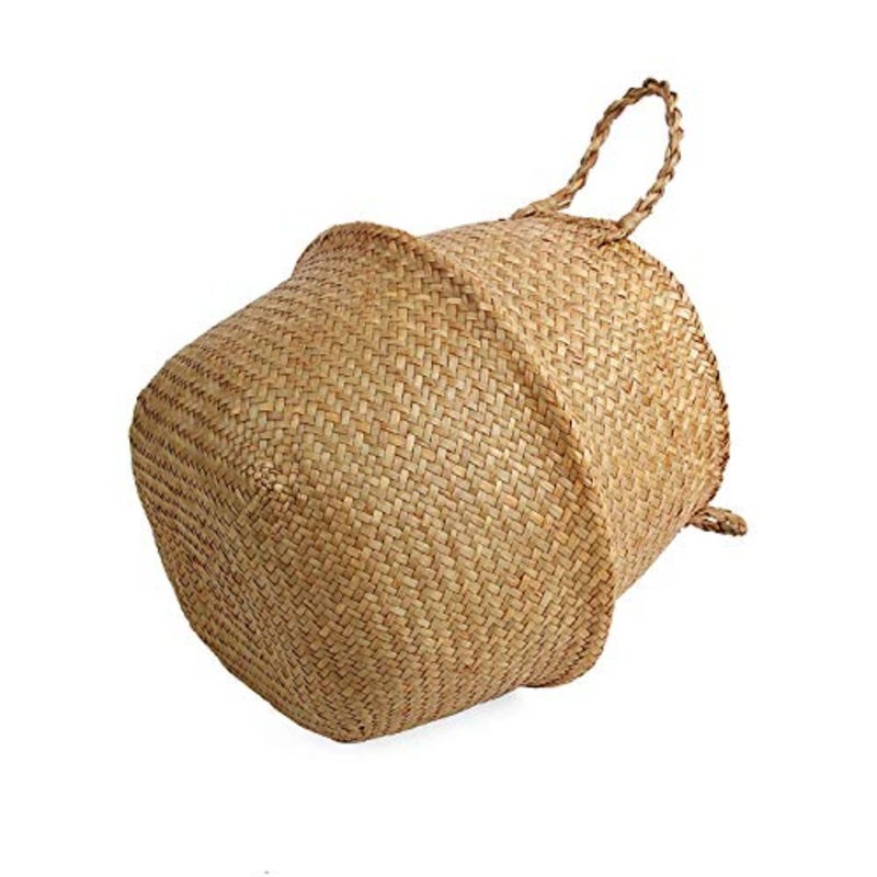 Woven Seagrass Belly Basket for Storage, Plant Pot, Laundry, Picnic and Grocery Large, Natural Tan, Handwoven Durability - Image 5