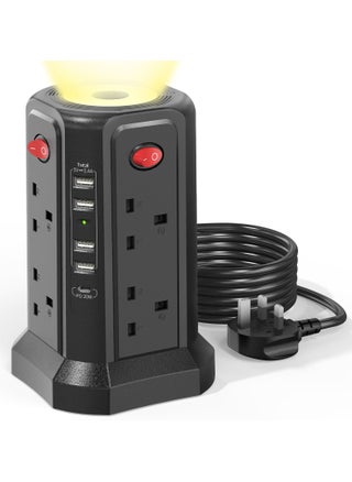 Surge Protector Power Strip, with 3m Cord 3250W|13A, Extension Tower with 4 USB Ports 1 Type C Port，4 Switch Buttons and Night Light, Outlet Tower with 8 AC Outlets Overload Protection, Power Strips Tower for Home Office - pzsku/ZC6F0064CB1594D9E261FZ/45/_/1739501491/69aa1424-dd02-48f3-82ce-a06b4c1553d4
