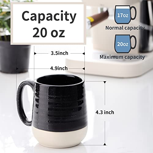 Hasense Large Coffee Mug, 20 oz Ceramic Coffee Cup with Comfortable Handle for Office and Home, Ideal for Coffee Tea Latte, Dishwasher Microwave Safe, 1 PCS(Black) - Image 2