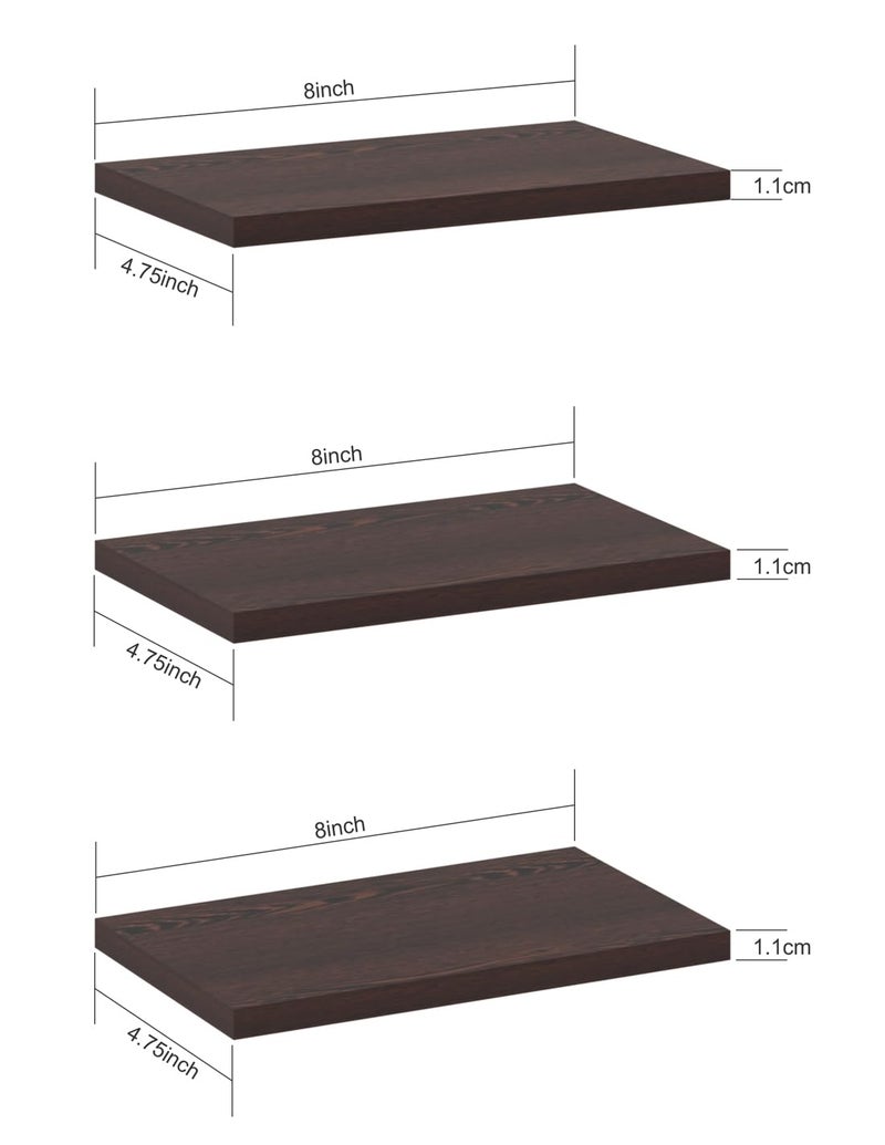 Captiver Mini MDF Wood Wall Mount Decorative Shelf Tier 3 (10X20 CM, Wenge) Books Home Bathroom Corner Living Room Storage Shelves Save Space Keep Trophy Pooja - Image 4