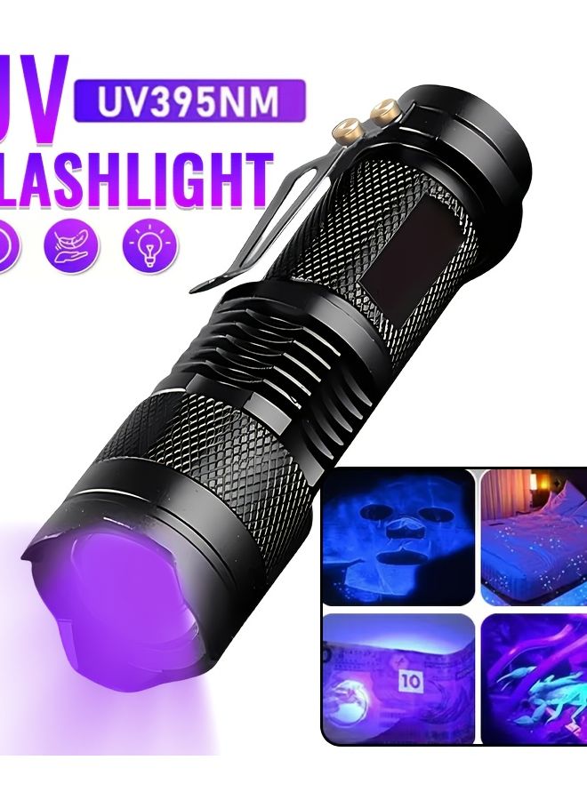 Zoomable UV Flashlight Aluminum Alloy 395nm Portable Black Light For Pets Minerals - Image 2