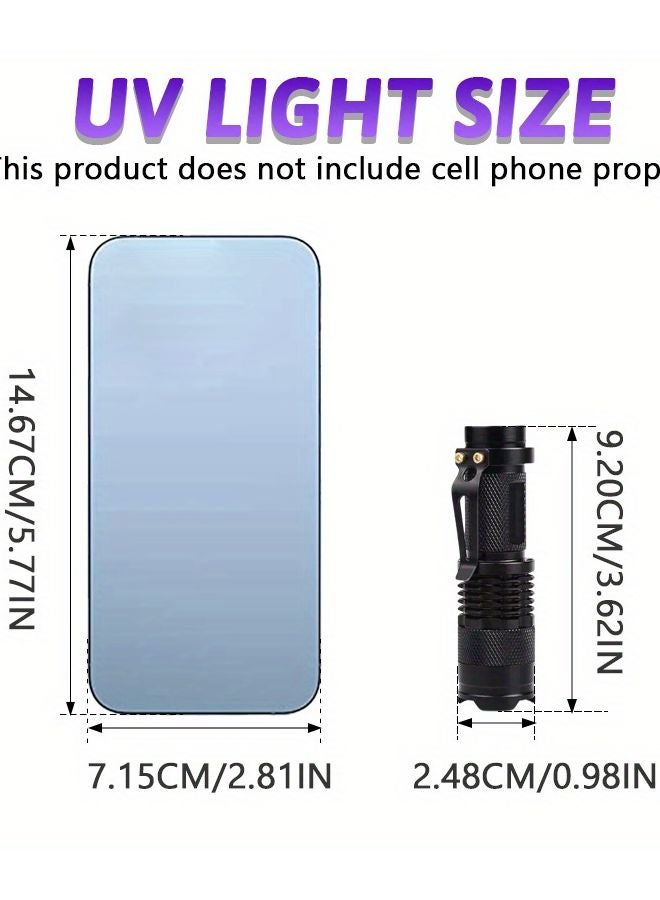 Zoomable UV Flashlight Aluminum Alloy 395nm Portable Black Light For Pets Minerals - Image 4