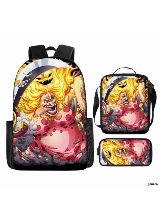 general The latest universal cartoon printed three piece practical bag combination (suitable for students, children, friends, outings, mountain climbing, etc.) - Image 1
