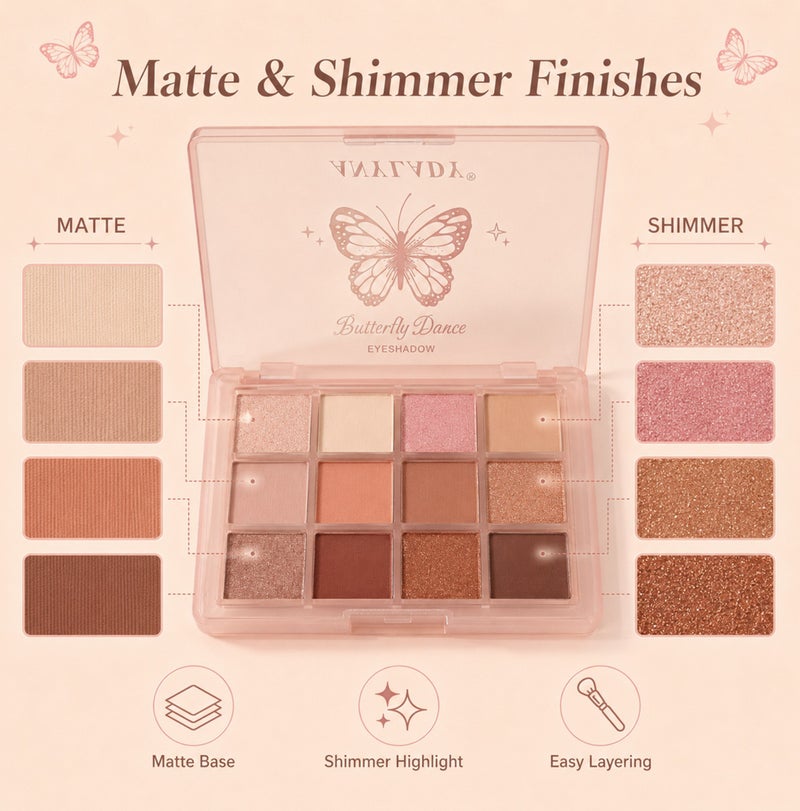 Me Now 12 Colors Nude Eyeshadow Palette Matte Shimmer Brown Eye Shadow Makeup Kit Compact Warm Neutral Palette for Daily Use 02 - Image 4