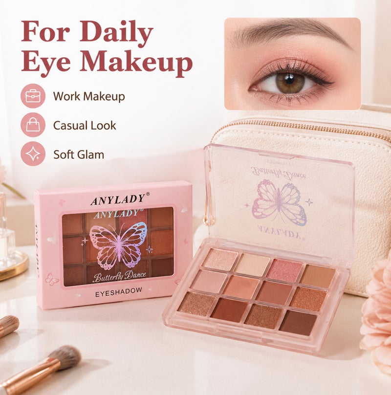 Me Now 12 Colors Nude Eyeshadow Palette Matte Shimmer Brown Eye Shadow Makeup Kit Compact Warm Neutral Palette for Daily Use 02 - Image 5