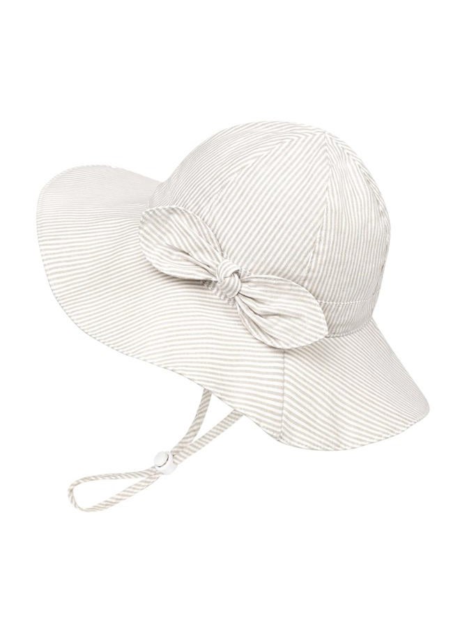 Weradau Baby Girl Sun Hat Summer Foldable Beach Hats with UPF50+ Sun Protection Wide Brim Toddler Bucket Hat Cap, Beige Stripe, 0-6 Months - Image 1