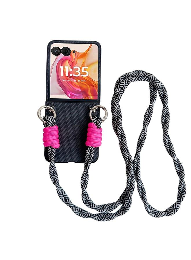 The Bros Case For Motorola Razr 50 Ultra Woven Texture Phone Case With Colorful Lanyard