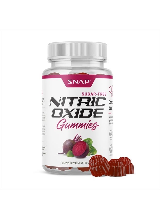 SNAP SUPPLEMENTS Sugar Free Nitric Oxide Beet Root Gummies - Heart Health, Energy Boost, Circulation, Beet Root Chewables, Beetroot Nitric Oxide Booster, 60 Gummies  - Image 1
