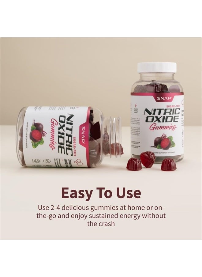 SNAP SUPPLEMENTS Sugar Free Nitric Oxide Beet Root Gummies - Heart Health, Energy Boost, Circulation, Beet Root Chewables, Beetroot Nitric Oxide Booster, 60 Gummies  - Image 5