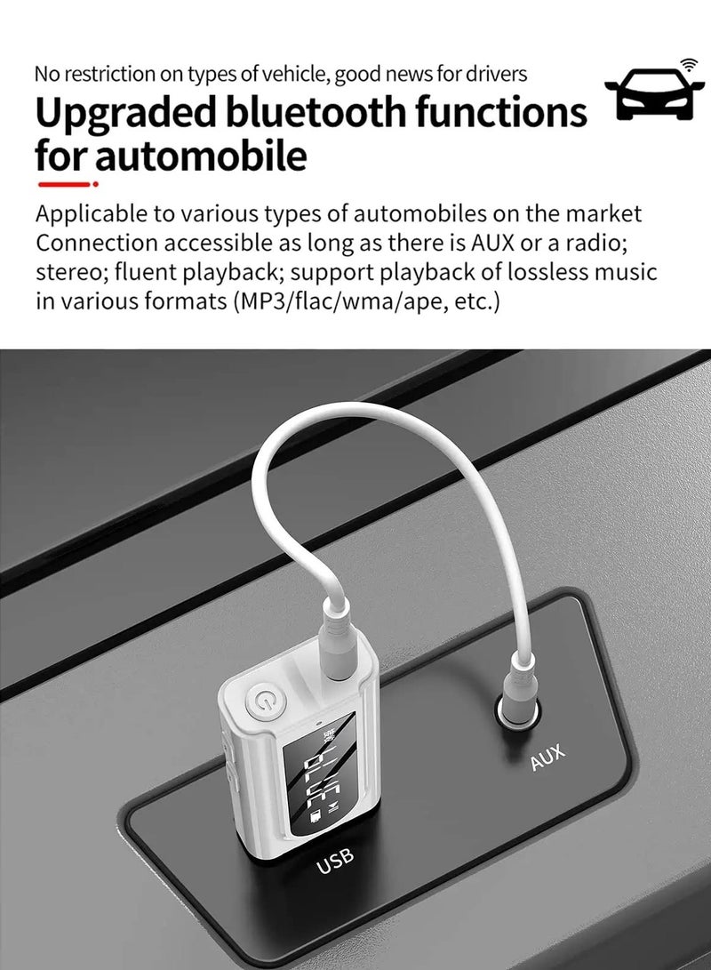 KASTWAVE USB Bluetooth Transmitter Receiver with LCD Screen, 3-in-1 Bluetooth 5.0 Adapter Support TF Card & FM Transmit,3.5mm Bluetooth Adapter for PC, TV, Wired Speaker, Headphones, and Car - Image 2