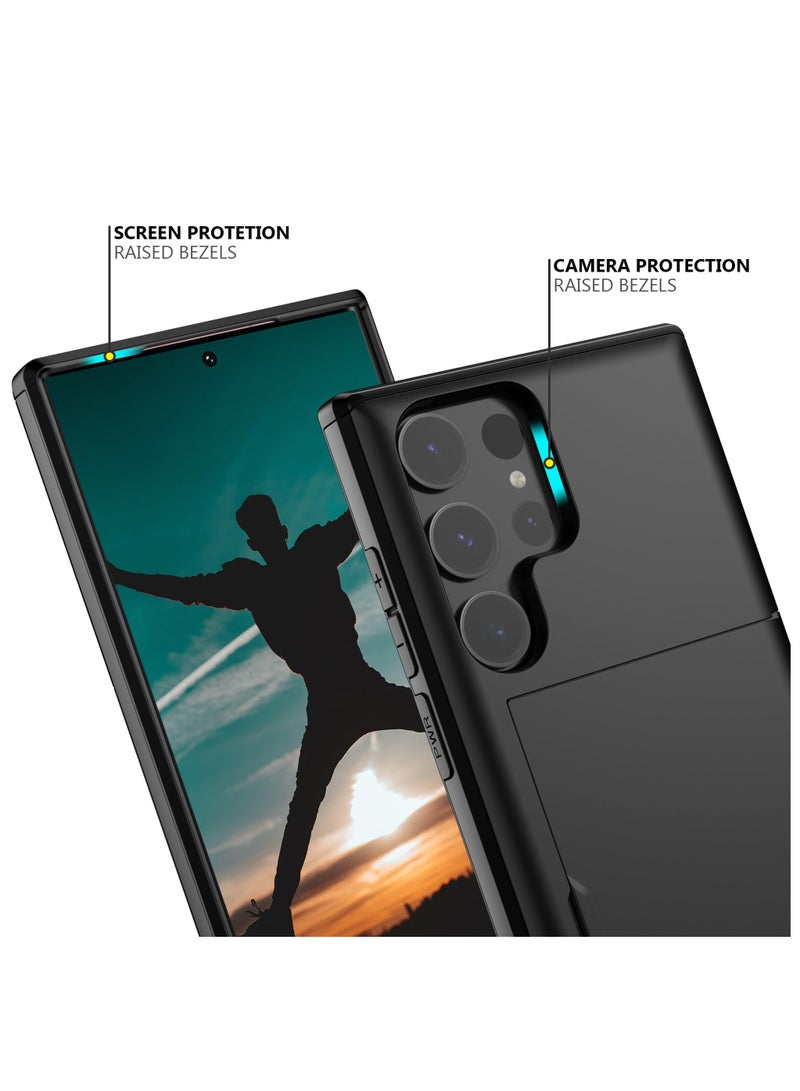 SYOSI for Samsung S24 Ultra Case with Card Holder, Dual Layer Heavy Duty Shockproof Wallet Case, Hidden Card Slot Slim Wallet Case for Samsung S24 Ultra 6.8'' - Image 4