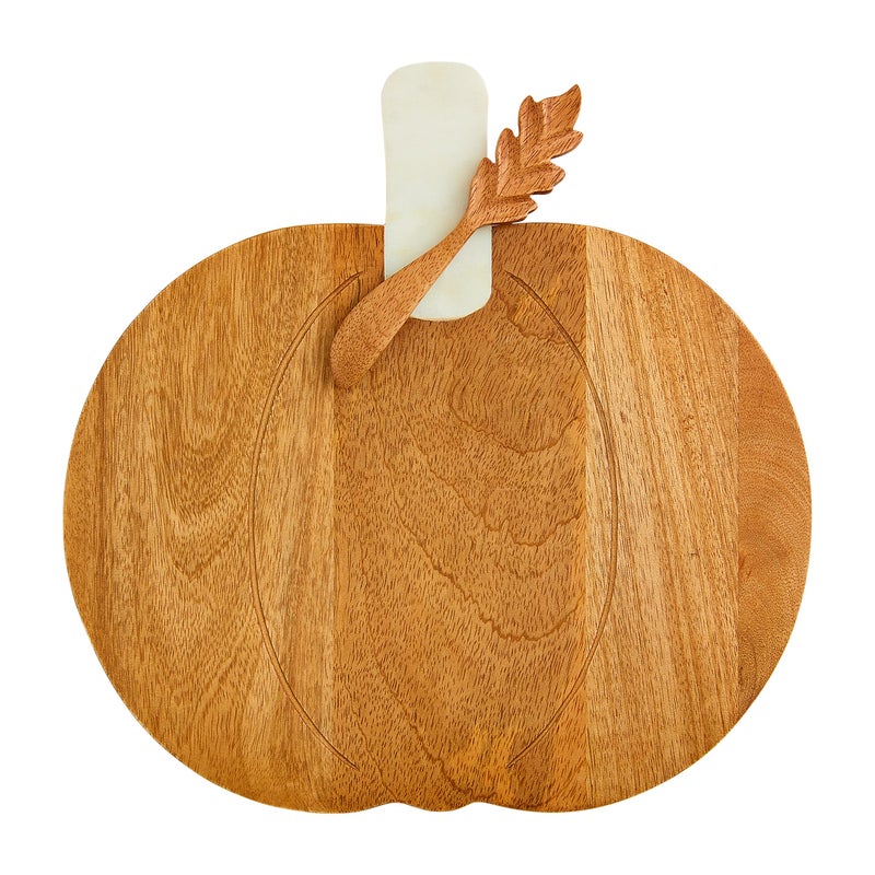 mud pie Mud Pie Marble Wood Pumpkin Serving board 11 12 x 11 12  spreader 5 12 BROWN
