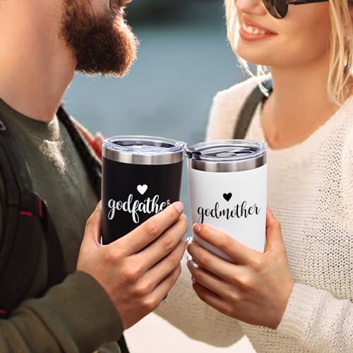 LiqCool Godparents Proposal Tumbler, Godmother & Godfather 20Oz with Keychain & Gift Box Set, Perfect for Baptism or Christmas (Black & White) - Image 3