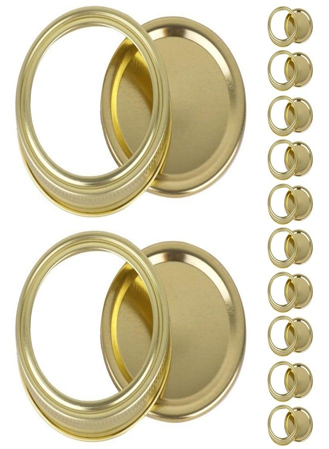 werdecade 24Pcs/12 Sets Regular Mouth Canning Lids for Ball, Kerr Jars, Premium Mason Jar Lids with Bands/Rings for Regular Mouth Ball, Mason Jars (Gold, 70mm regular mouth) - Image 1