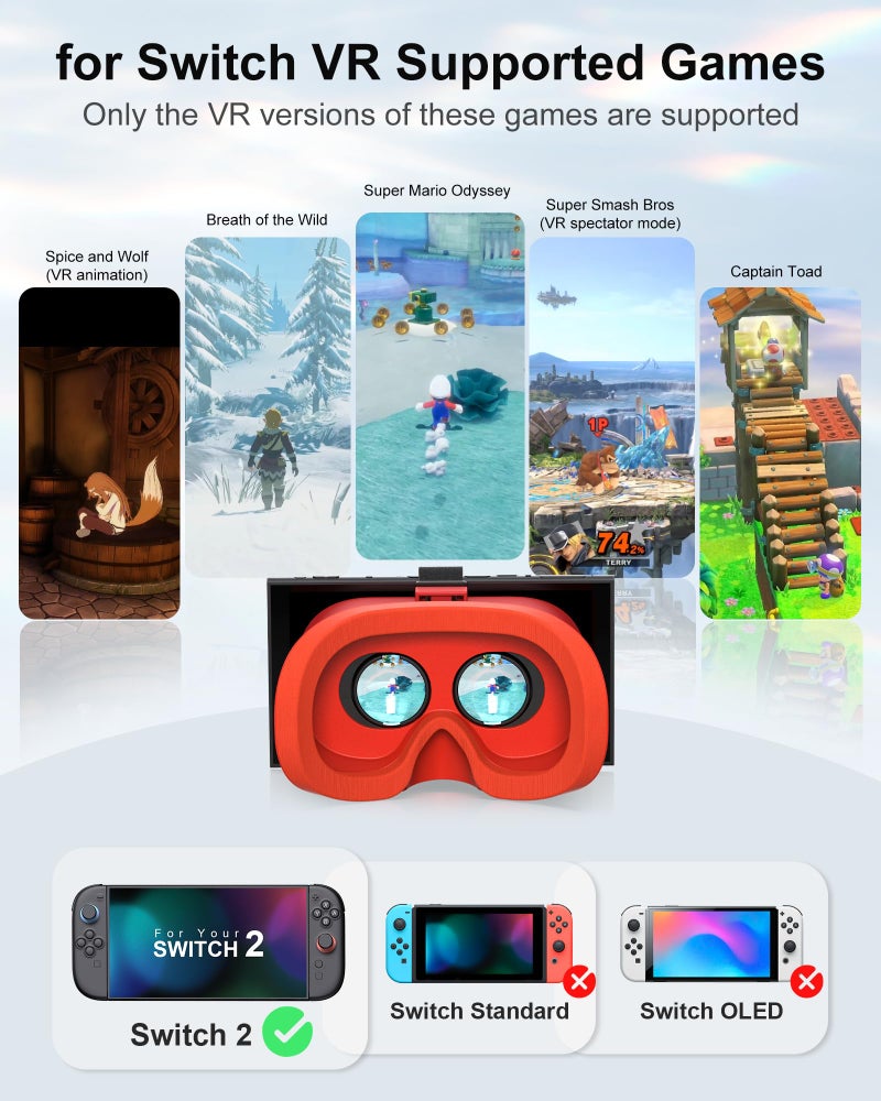 STARTRC GAMES Upgraded VR Headset Compatible with Nintendo Switch 2 (2025), Switch 2 Virtual Reality VR Glasses with Adjustable HD Lenses and Comfortable Head Strap, Virtual Boy 3D Goggles for Switch 2 Accessories - Image 2
